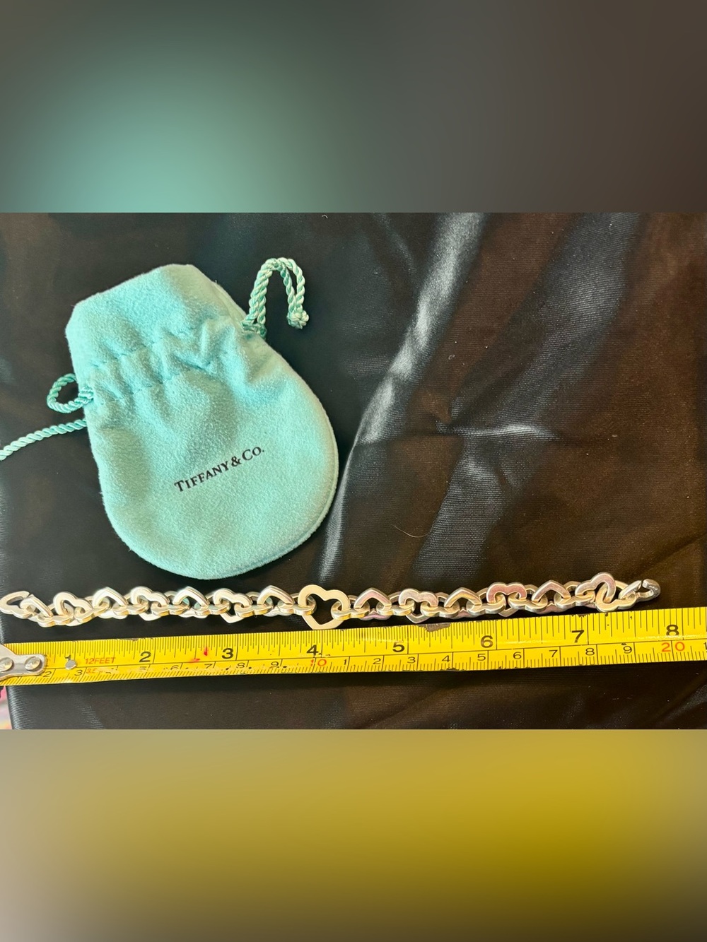 Tiffany & Co. Sterling Silver and 18K Gold Heart-Link Bracelet Chunky 8 inch - Picture 2 of 3